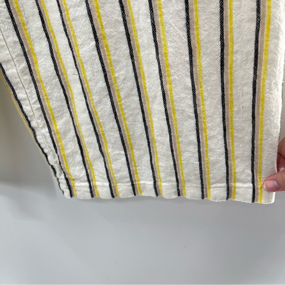 MISS SELFRIDGE Yellow Striped Crop Wide Leg Linen Style Trousers Size 4 - Picture 6 of 14